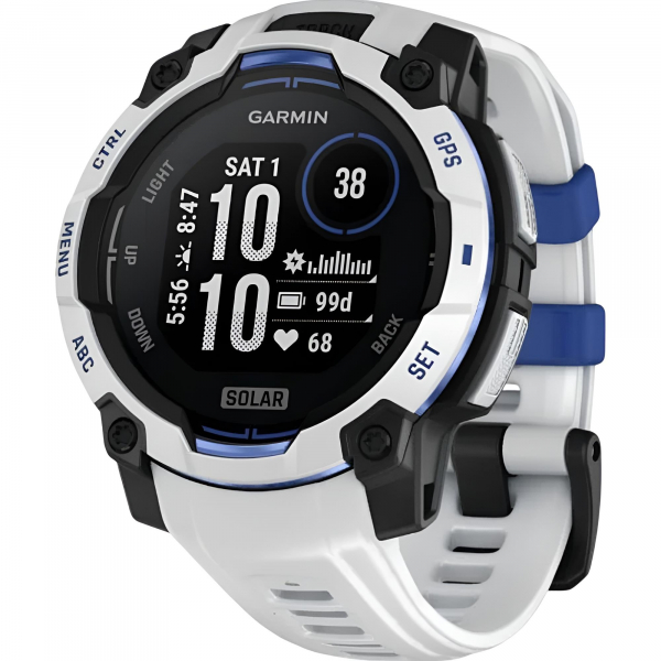 �����-�������� Garmin Instinct 3 45mm Solar Whitestone with Whitestone/Bolt Blue Silicone Band (010-02934-03) - �������� 1