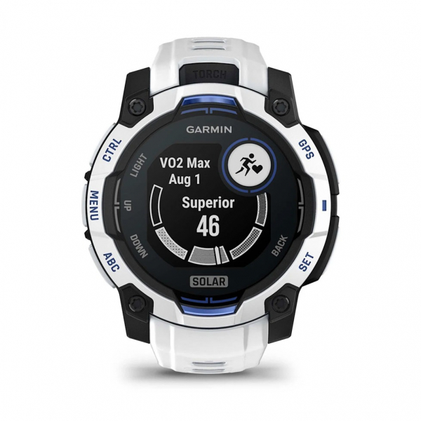 �����-�������� Garmin Instinct 3 45mm Solar Whitestone with Whitestone/Bolt Blue Silicone Band (010-02934-03) - �������� 6