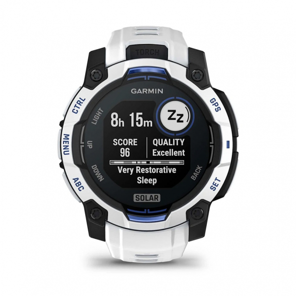 �����-�������� Garmin Instinct 3 45mm Solar Whitestone with Whitestone/Bolt Blue Silicone Band (010-02934-03) - �������� 10