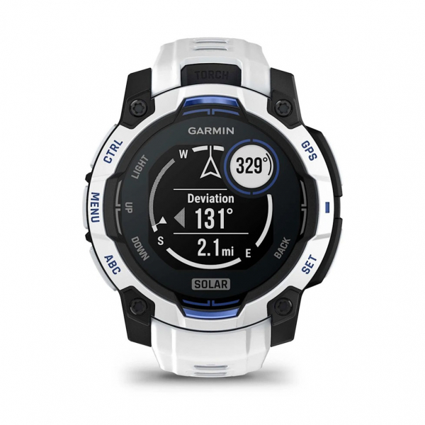 �����-�������� Garmin Instinct 3 45mm Solar Whitestone with Whitestone/Bolt Blue Silicone Band (010-02934-03) - �������� 11
