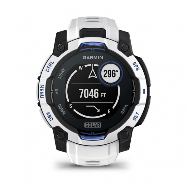 �����-�������� Garmin Instinct 3 45mm Solar Whitestone with Whitestone/Bolt Blue Silicone Band (010-02934-03) - �������� 12