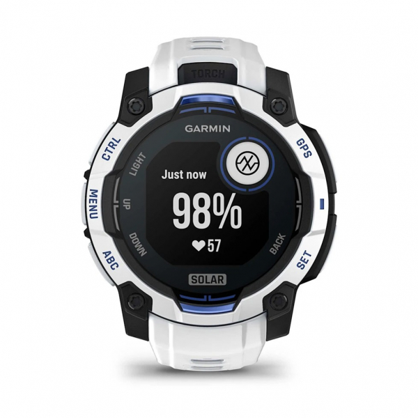 �����-�������� Garmin Instinct 3 45mm Solar Whitestone with Whitestone/Bolt Blue Silicone Band (010-02934-03) - �������� 13