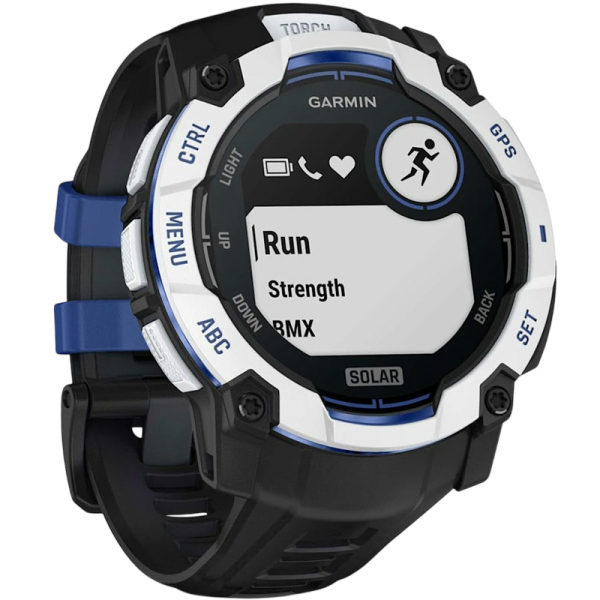 �����-�������� Garmin Instinct 3 50mm Solar Whitestone with Black/Bolt Blue Silicone (010-02935-43) - �������� 1
