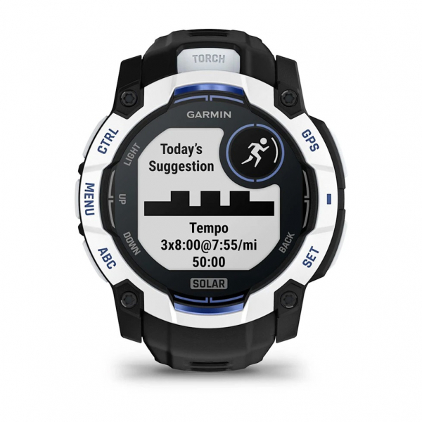 �����-�������� Garmin Instinct 3 50mm Solar Whitestone with Black/Bolt Blue Silicone (010-02935-43) - �������� 4