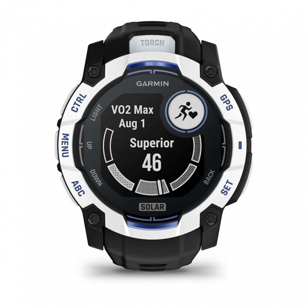 �����-�������� Garmin Instinct 3 50mm Solar Whitestone with Black/Bolt Blue Silicone (010-02935-43) - �������� 5