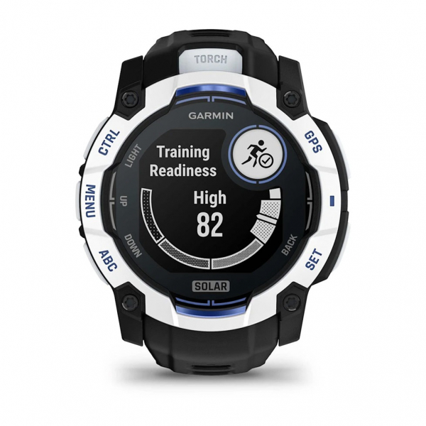 �����-�������� Garmin Instinct 3 50mm Solar Whitestone with Black/Bolt Blue Silicone (010-02935-43) - �������� 6
