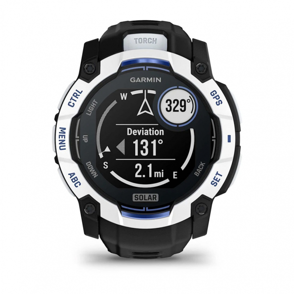 �����-�������� Garmin Instinct 3 50mm Solar Whitestone with Black/Bolt Blue Silicone (010-02935-43) - �������� 10
