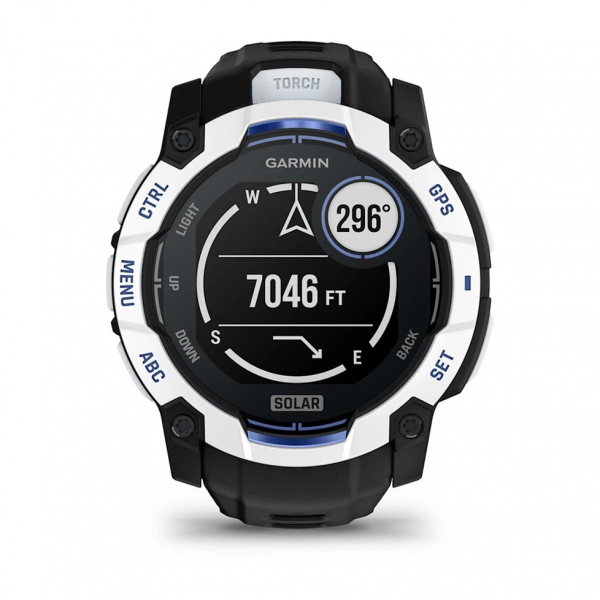 �����-�������� Garmin Instinct 3 50mm Solar Whitestone with Black/Bolt Blue Silicone (010-02935-43) - �������� 11