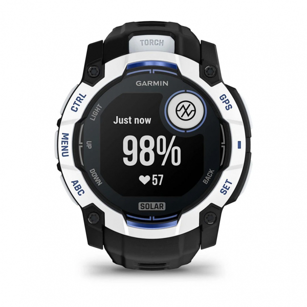 �����-�������� Garmin Instinct 3 50mm Solar Whitestone with Black/Bolt Blue Silicone (010-02935-43) - �������� 12