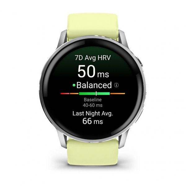 �����-�������� Garmin Venu 4 45mm Silver Bezel with Citron Silicone Band (010-03014-02) - �������� 9