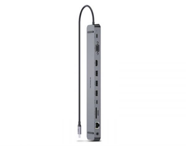 REAL-EL CQ-1000 USB3.03/USB-C/HDMI/VGA/RJ45/SD/TF/3.5 mm audio, 0.4m, Space Grey -  2