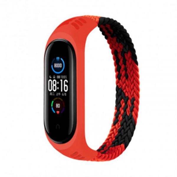 ������� BeCover Elastic Nylon Style ��� Xiaomi Mi Smart Band 5/Mi Smart Band 6 Size M Black/Red (706146) - �������� 1