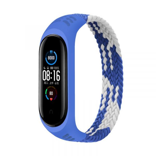 ������� BeCover Elastic Nylon Style ��� Xiaomi Mi Smart Band 5/Mi Smart Band 6 Size M Blue/White (706151) - �������� 1