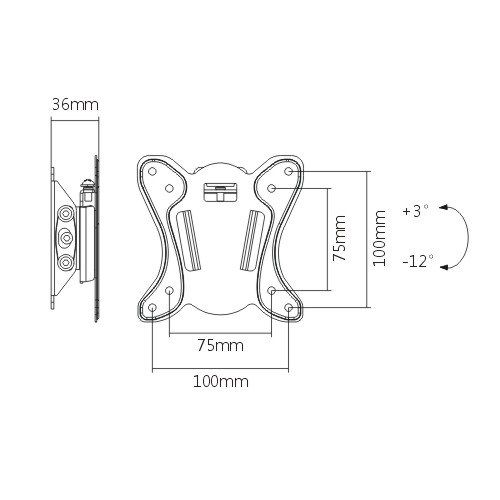 � ������� �������� LCD/Plasma TV 15-32" Satelit 15-32TILT100 �����, ������������: �� 25 ��, �����: �� +3/-12 ����, ������ �� ���� 36��, VESA 100x100 �� (15-32TILT100) - �������� 2