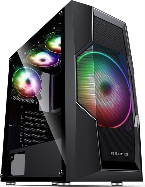 ������ 2E Gaming TURBO (G2057B), Black, ��� ��, Mid Tower, ��� ATX / Micro ATX / mini-ITX, 1x200 ARGB Fan / 3x120 ARGB Fan, ������� ������ �� ����������� ������ (2E-G2057B) - �������� 1