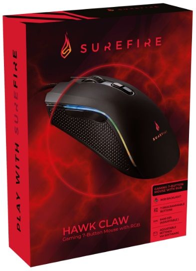  SureFire Hawk Claw, Black, , USB, 800 - 6400 dpi, 7  , RGB , 1.5  (48815) -  6