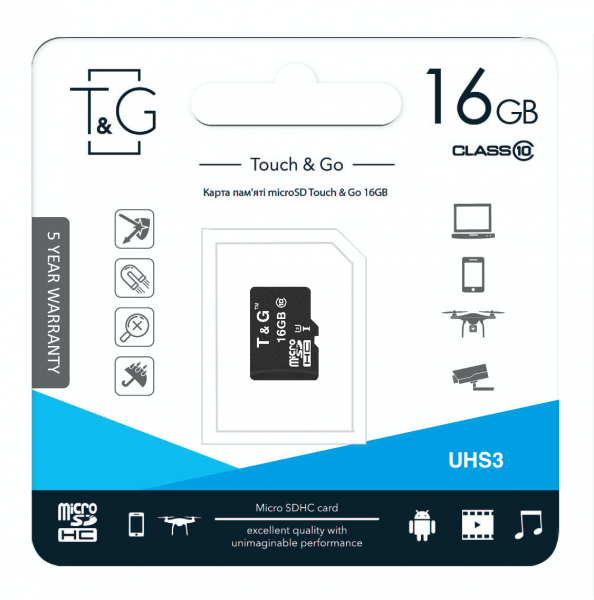����� ���'�� ����� ���'�� microSDHC, 16Gb, T&G, Class10 UHS-I U3, ��� �������� (TG-16GBSD10U3-00) - �������� 2