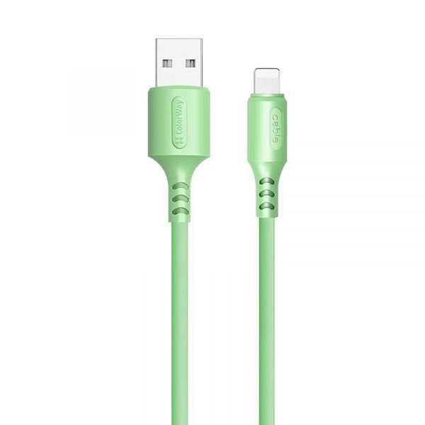  ColorWay USB-Lightning, soft silicone, 2.4, 1, Green (CW-CBUL042-GR) -  2
