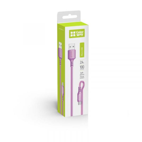  ColorWay USB-microUSB, soft silicone, 2.4, 1, Purple (CW-CBUM044-PU) -  7