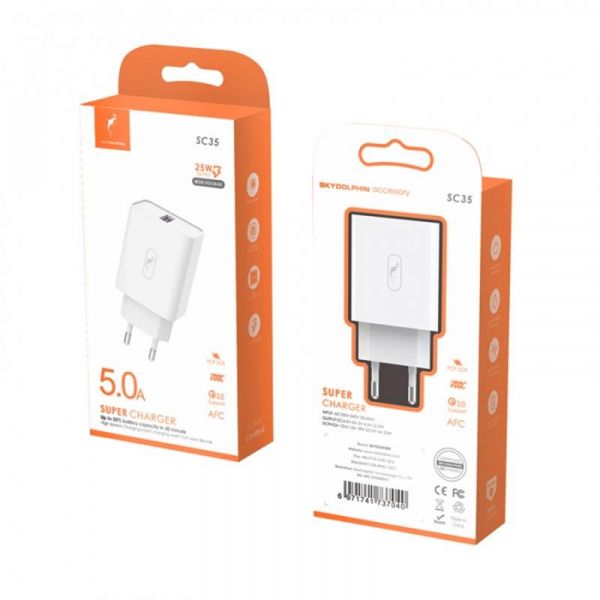   SkyDolphin SC35 QC3.0 (1USB, 5A) White (SDMZP-000115) -  3