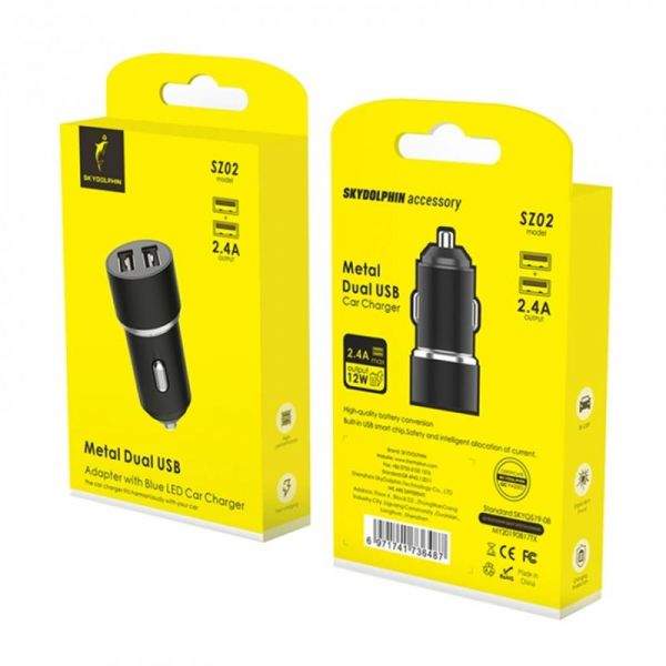    SkyDolphin SZ02 Aluminium (2USB, 2.4A) Black (AZP-000074) -  5