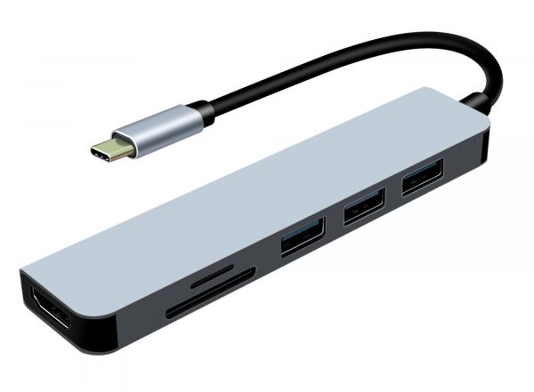  Type-C, ProLogix (PR-WUC-104B) 6 in 1 USB3.1 Type C to HDMI+1*USB3.0+2*USB2.0+TF+SD HUB -  1