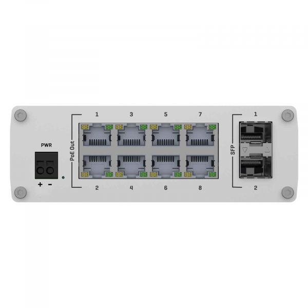  Teltonika TSW200 (TSW200000010) (industrial, unmanaged, 8xGE PoE+, 2xSFP, IP30, ALU Case,  2 pin industrial DC, max PoE 240W) -  3