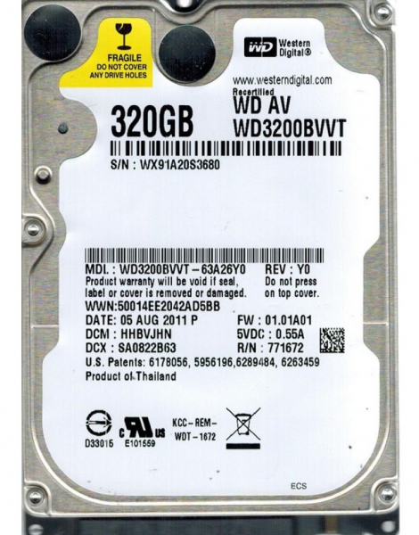 ���������� HDD 2.5" SATA  320GB WD 5400rpm 8MB (WD3200BVVT) Refurbished - �������� 1