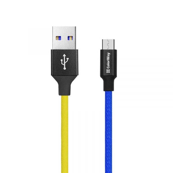  ColorWay USB-microUSB, 2.4, 1, Blue/Yellow (CW-CBUM052-BLY) -  1