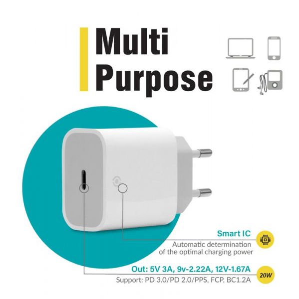    Piko TC-PD201 (1USBx3A) White (1283126521447) -  5