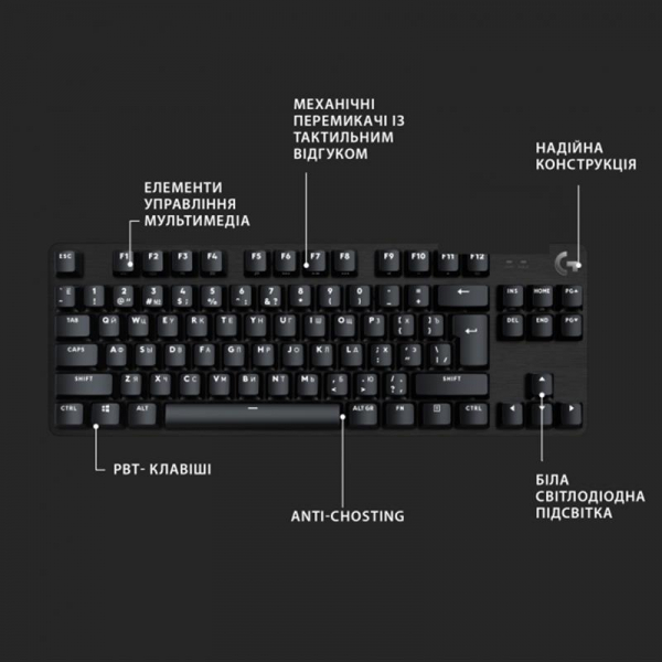  Logitech G413 TKL SE Corded Mechanical Gaming Keyboard Black (920-010446) -  6