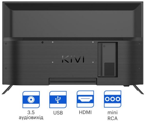  32" Kivi 32H550NB, Black, 1366x768 (LED, MVA, 60 ), DVB-T2/C, 2x8 , 2xHDMI, 1xUSB, VESA 200x100  -  8
