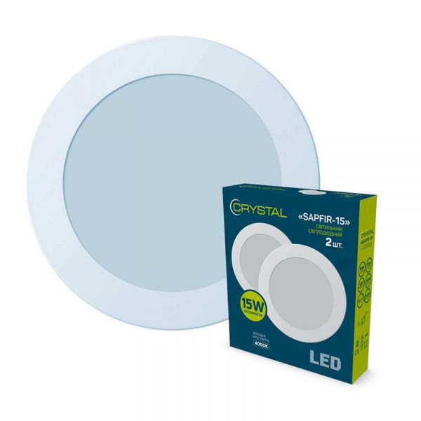 ���������� ���������� ������������ ������������ ������� 15W 4000K SAPFIR (�������� 2��.) CRYSTAL DNL-004 - �������� 1