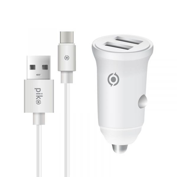    Piko CC-312 (2USB, 3.1A) White +  Type-C (1283126538803) -  1