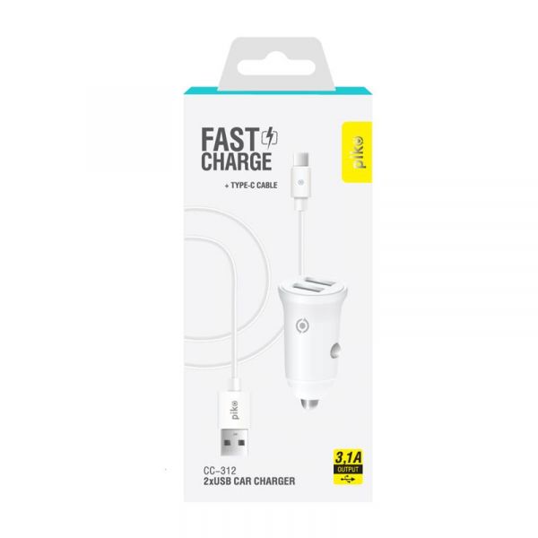    Piko CC-312 (2USB, 3.1A) White +  Type-C (1283126538803) -  2