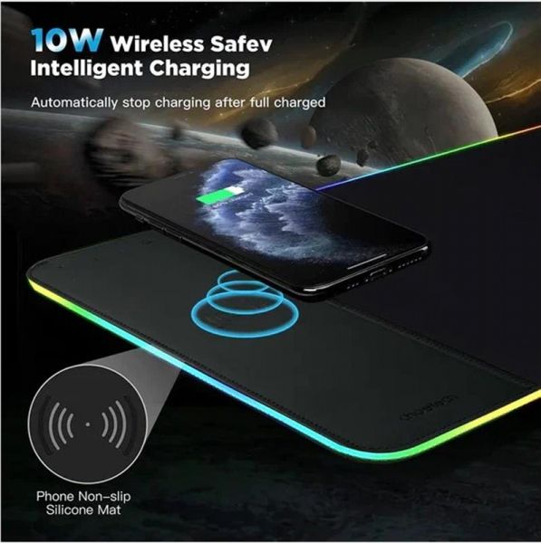������� ��� ���� � ����������� �������� �������� Choetech (T543-F) RGB Illuminated 15W Wireless Charging Mouse Pad - �������� 4