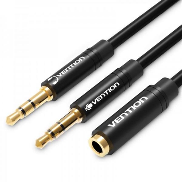 ������ Vention Audio 2x3.5 mm M - 3.5 mm F, 0.6 m, Black (BBUBAB) - �������� 1