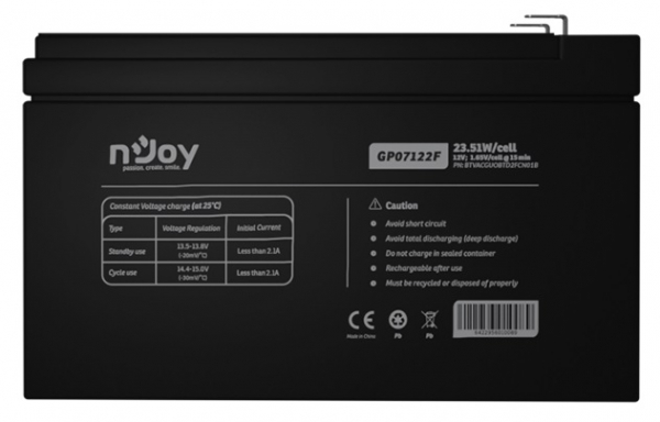 ������� ��� ��� �������������� ������� Njoy GP07122F 12V 7AH (BTVACGUOBTD2FCN01B) AGM - �������� 1
