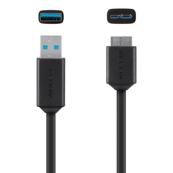  Belkin USB 3.0 - MicroUSB 3.0 (5Gbps) 0.9  Black (F3U166bt03-BLK) -  2