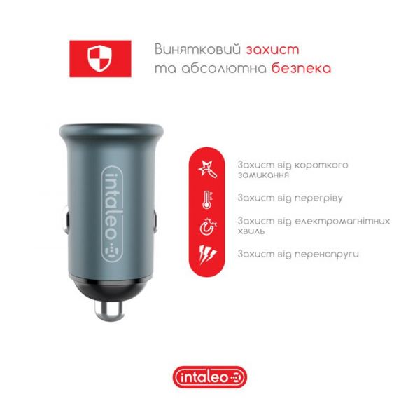������������� �������� ���������� Intaleo CCGQPD250 (2USB, 3A) Grey (1283126559518) - �������� 3