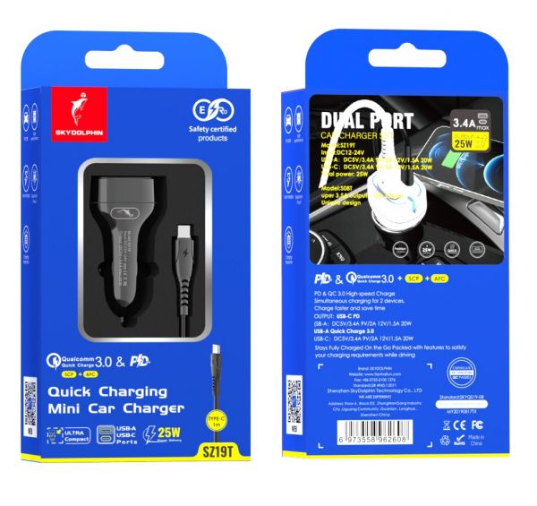 ������������� �������� ���������� SkyDolphin SZ19T PD 20W + QC3.0 20W Black (AZP-000104) + ������ Type-C - �������� 2
