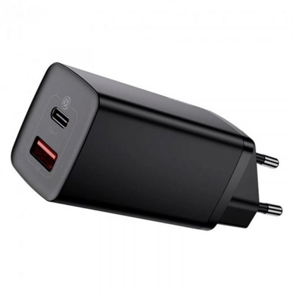   Baseus GaN2 Lite Quick Charger (1USB, 1Type-C) QC/PD, 5A, 65W Black (CCGAN2L-B01) -  1