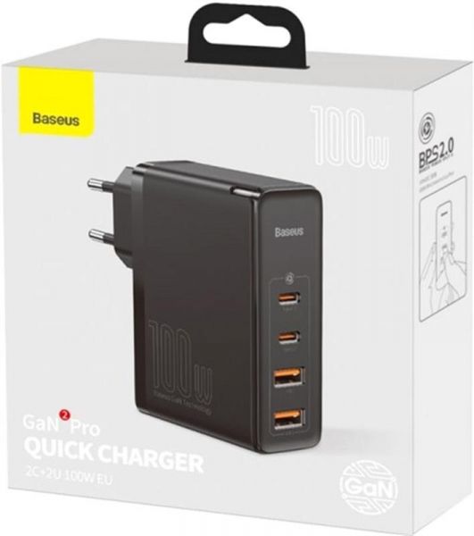    Baseus GaN2 Pro Quick Charger 2C+2U (2xUSB-C+2xUSB-A) 100W Black (CCGAN2P-L01) -  6