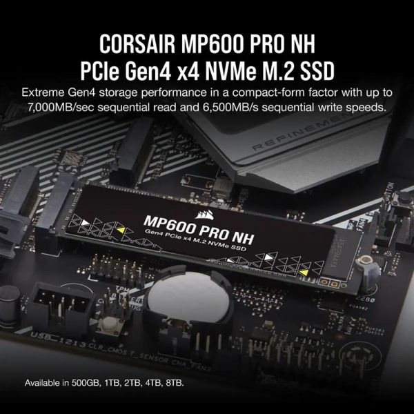  SSD 1TB M.2 NVMe Corsair MP600 Pro NH M.2 2280 PCIe Gen4.0 x4 3D TLC (CSSD-F1000GBMP600PNH) -  3