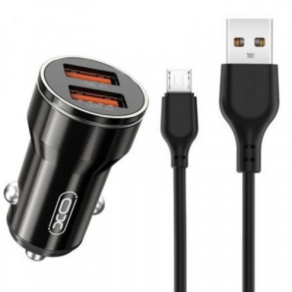    XO CC48 Smart Metal (2USB, 2.4A) Black (XO-CC48m-BK) +  microUSB -  2
