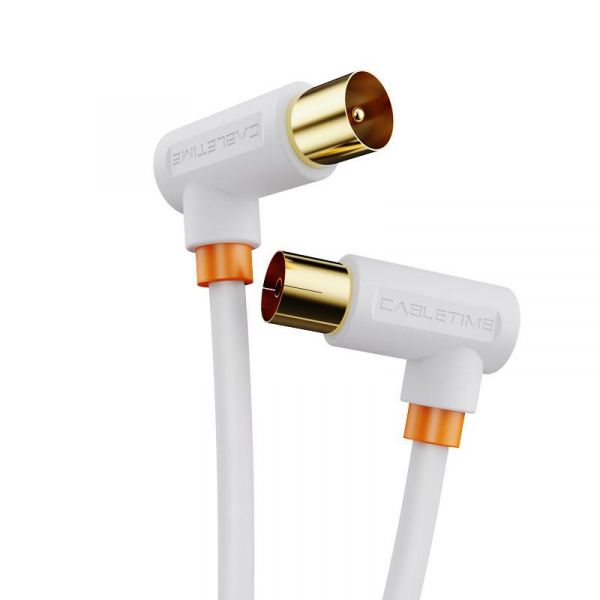 ������ Cabletime ����������, 3m, �-������� 90 ������� Male to Female, 75OHM, White (CF35L) - �������� 1