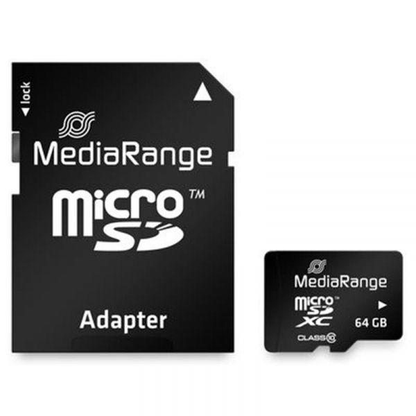   MicroSDHC  64GB Class 10 MediaRange R60/W15MB/s + SD-adapter (MR955) -  1
