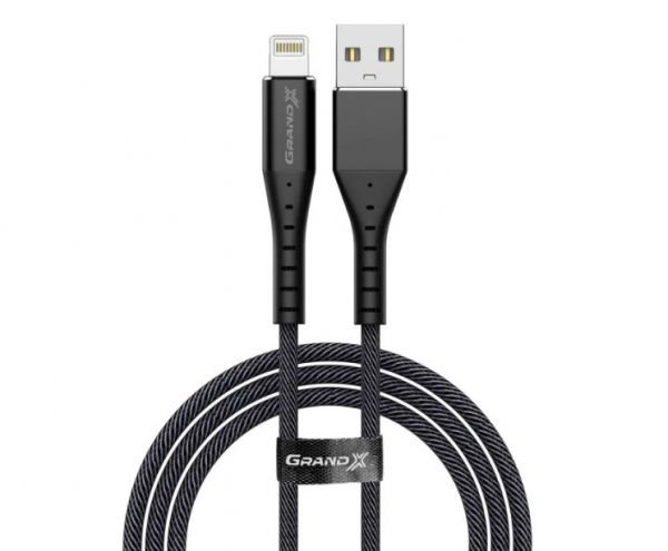  Grand-X USB-Lightning, 1.2 Black (FL-12B) -  2