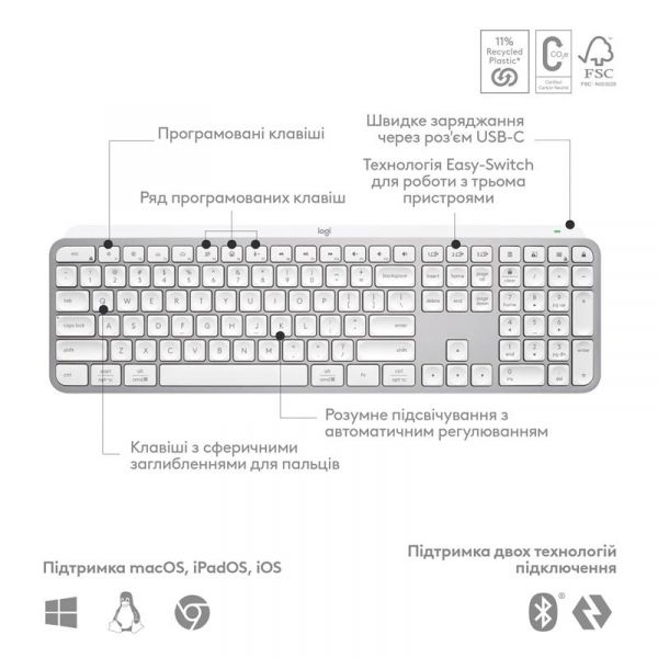 ����i����� ���������� Logitech MX Keys S Pale Grey (920-011588) - �������� 7