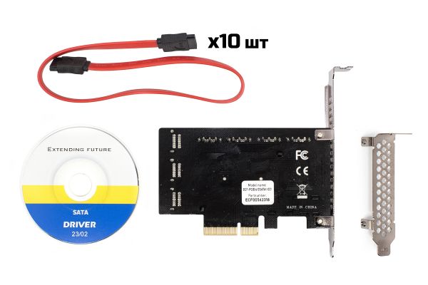 ���������� Frime (ECF-PCIEto10SATAIII001) PCI-Ex4-10xSata III, ASM1166+JMB575 - �������� 1